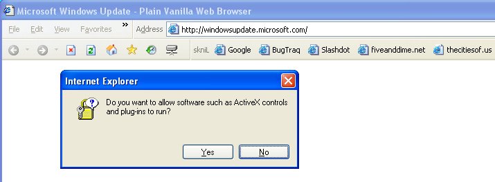 ActiveX web page prompt