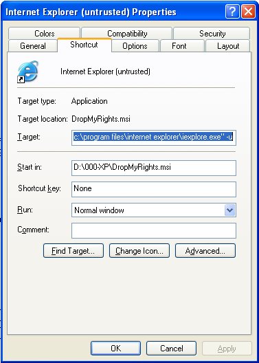 Restricted permissions for Internet Explorer